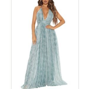 slim fit dress slacks Elegant Royal Blue Strap Deep V-Neck Maxi Dress L / Royal Blue
